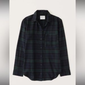 Abercrombie & Fitch Green Plaid Boyfriend Top